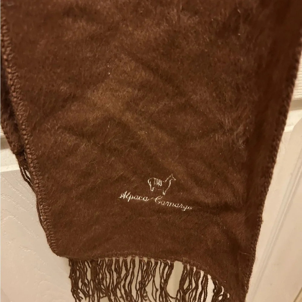 Alpaca Camargo Wool Brown Fringe Scarf